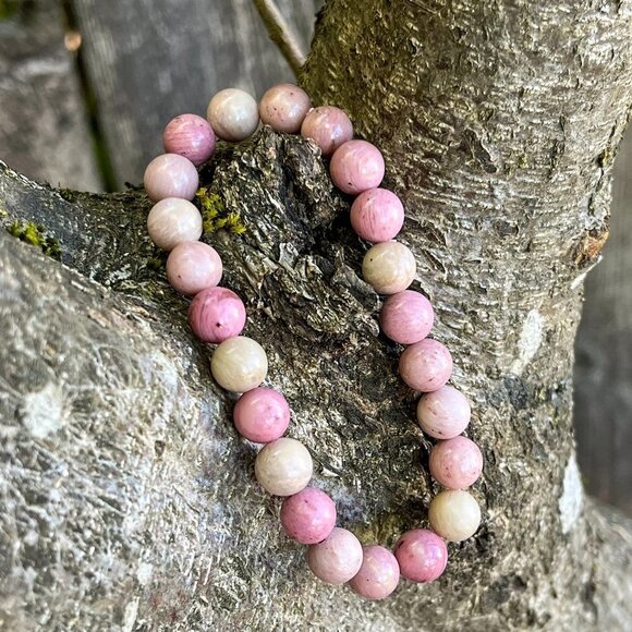 Rhodonite Gemstone Bracelet Handmade - Picture 4 of 5